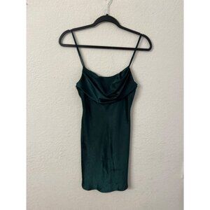 Saints + Secrets Dark Green emerald  Cowl Neck Mini Dress women size small